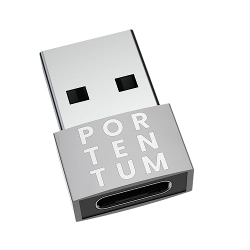 PORTENTUM USB auf USB C Adapter – 480 MB Geschwindigkeit – Premium-Zink ermöglicht mit hoher Hitzebeständigkeit – Adapter USB auf USB C mit nur 4 Gramm von PORTENTUM