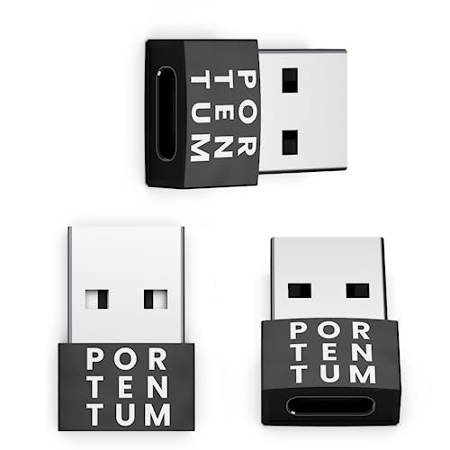 PORTENTUM USB auf USB C Adapter – 480 MB Geschwindigkeit – Premium-Zink ermöglicht mit hoher Hitzebeständigkeit – Adapter USB auf USB C mit nur 4 Gramm von PORTENTUM