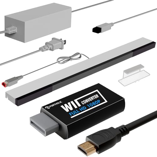 4-in-1 Wii Kabel-Set - Netzteil AC + Wii zu HDMI Konverter + Kabelgebundene Sensorleiste + Komponenten-AV-Kabel für Nintendo Wii 4-in-1 Wii Kabel-Set - Netzteil AC + Wii zu HDMI Konverter + Kabelgebundene Sensorleiste + Komponenten-AV-Kabel für Nintendo Wii von PORTHOLIC