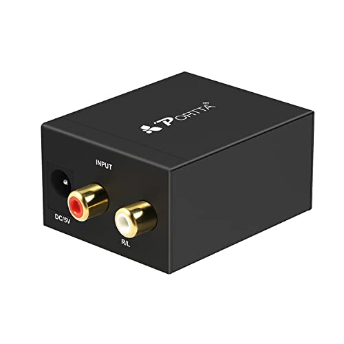 Portta Analog zu Digital Audio Konverter - Analog auf Digital Wandler - RCA R/L zu Toslink/SPDIF Koaxial Cinch Ausgang - Audiowandler für DVD-Player Lautsprecher von PORTTA