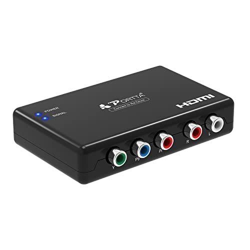 Portta Component zu HDMI Konverter RGB YPbPr + R/L to HDMI Converter Video (YPbPr) Audio zu HDMI Adapter 1: 1 Übertragung Unterstützung HD 1080P für PS2 PS3 STB Xbox360 DVD HDTV/Projektor/Monitor von PORTTA