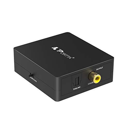 Portta Optical TOSLINK zu Koax OR Coaxial auf Optical Audio Converter Digital Bidirektional Konverter 2-Way SPDIF Optical zu Coaxial OR Coax auf Toslink Adapter for DVD-Player Speaker Headphone von PORTTA