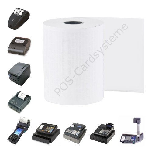 5 Stück Kassenrollen 57mm x 40m x 12mm kompatibel mit MultiData ER-350 / Normalpapier/Bonrollen/Additionsrollen/holzfrei von POS-Cardsysteme