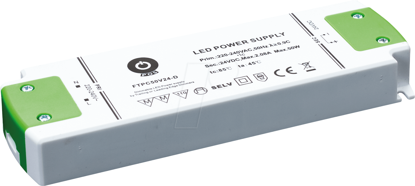 FTPC50V12-D - LED-Netzteil, 50 W, 12 V DC, 4,16 A, CV+CC, dimmbar von POS POWER