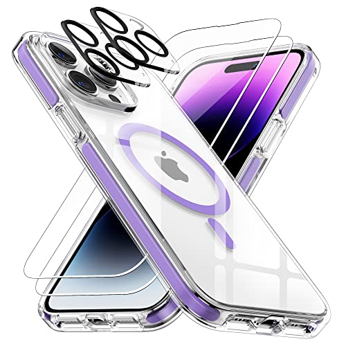 Posadina [Neues Design iPhone 14 Pro Max 6.7" Kompatibles Hülle mit Verstärkten Kanten, MagSafe Kompatibles Gehäuse mit Eingebauten Magneten [Inklusive 2 Displayschutzfolien + 2 Kameraschutzfolien] von Posadina