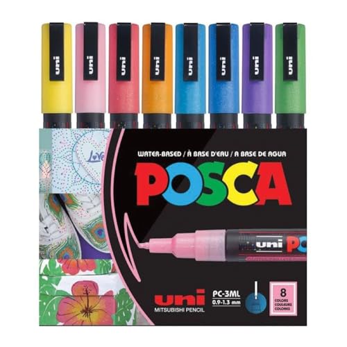 POSCA uni-ball 186513 - POSCA Marker mit feiner Rundspitze, 8er Set, Glitter POSCA uni-ball 186513 - POSCA Marker mit feiner Rundspitze, 8er Set, Glitter von POSCA