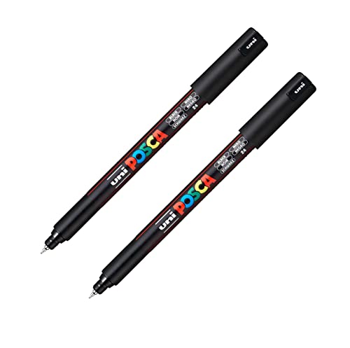Posca PC-1MR Lackmarker Art Pens – 0,7 mm Spitze – schwarze Tinte – 2 Stück von POSCA