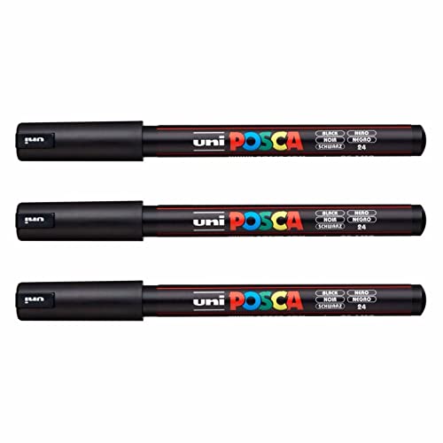 Posca PC-1MR Lackmarker Art Pens – 0,7 mm Spitze – schwarze Tinte – 3 Stück von POSCA