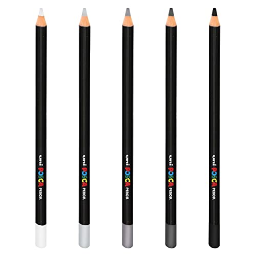 Uni POSCA Farbstift - Professionelle Öl- und Wachsfarbstifte - KPE-200 - Einfarbig, 5 Stück, Schwarz, Dunkelgrau, Grau, Hellgrau, Weiß Uni POSCA Farbstift - Professionelle Öl- und Wachsfarbstifte - KPE-200 - Einfarbig, 5 Stück, Schwarz, Dunkelgrau, Grau, Hellgrau, Weiß von POSCA
