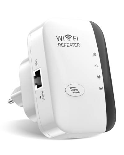POSCA WLAN Repeater, 300 Mbit/s 2.4 GHz, WiFi Extender Booster mit Repeater/AP Modus und WPS-Funktion, bis zu 3000 qm (weiß) von POSCA