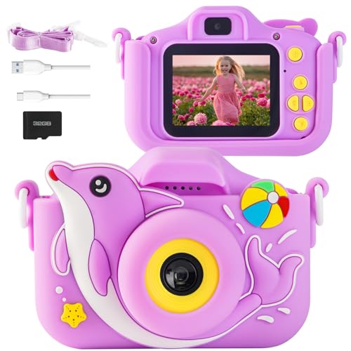 Kinderkamera, POSO Kinder Kamera mit 32GB SD-Karte, 1080P HD Selfie Digitalkamera für Kinder, 2,0"-Bildschirm, Fotoapparat für Jungen und Mädchen, Mädchen Spielzeug, Weihnachtsspielzeug für 4-10 Jahre von POSO