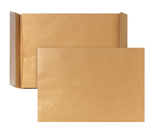Bong Faltentasche C4 (10 Stück), haftklebende Faltentaschen mit Klotzboden und Seitenfalte, Versandtaschen aus braunem Kraftpapier, 324x229x40 mm, 130g/m² von POSTHORN BY BONG