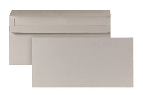 POSTHORN Briefumschlag DIN lang (1000 Stück), Briefumschlag ohne Fenster und mit selbstklebender Doppelklappe, graue Briefumschläge aus recyceltem Altpapier, 110 x 220 mm, 75g/m² von POSTHORN BY BONG