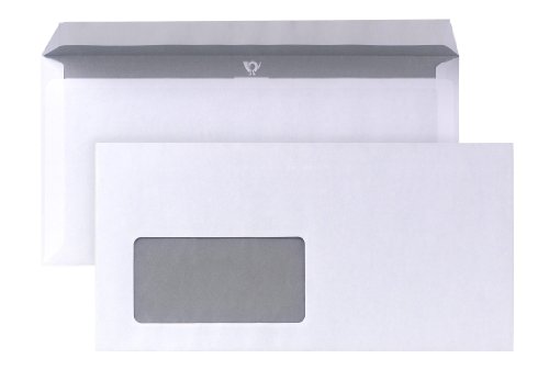 POSTHORN Briefumschlag DIN lang (1000 Stück), haftklebender Briefumschlag mit Fenster, weiße Briefumschläge mit grauem Innendruck für Sichtschutz, 110 x 220 mm, 80g/m² von POSTHORN BY BONG