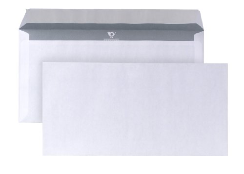 POSTHORN Briefumschlag DIN lang (1000 Stück), haftklebender Briefumschlag ohne Fenster, weiße Briefumschläge mit grauem Innendruck für Sichtschutz, 110 x 220 mm, 80g/m² von POSTHORN BY BONG