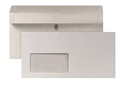POSTHORN Briefumschlag DIN lang (1000 Stück), selbstklebender Briefumschlag mit Fenster mit Doppelklappe, graue Briefumschläge aus recyceltem Altpapier, 110 x 220 mm, 75g/m² von POSTHORN BY BONG