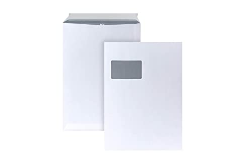 POSTHORN Versandtasche C4 (250 Stück), haftklebende Versandtaschen mit Fenster, weiße Versandtaschen mit grauem Innendruck für Sichtschutz, 324 x 229 mm, 120g/m² von POSTHORN BY BONG