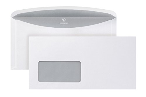POSTHORNvelox Briefumschlag C6/5 (1000 Stück), nassklebende Fenster-Briefumschläge mit außenliegenden Seitenklappen, weiße Kuvertierhüllen mit grauem Innendruck, 114 x 229 mm, 80g/m² von POSTHORN BY BONG