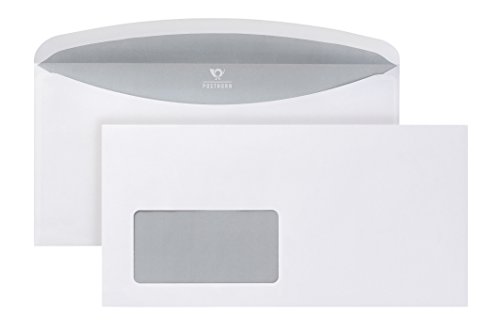 POSTHORNvelox Briefumschlag C6/5 (1000 Stück), nassklebende Fenster-Briefumschläge mit innenliegenden Seitenklappen, weiße Kuvertierhüllen mit grauem Innendruck, 114 x 229mm, 80g/m² von POSTHORN MADE BY BONG