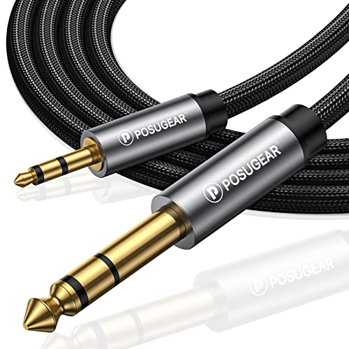 POSUGEAR 3.5mm Klinke auf 6.35mm Klinke Kabel 5M, Nylon Geflochten 6.35mm Klinkenstecker auf 3.5mm Aux Audio Stereo Kabel Stereo Kompatibel mit iPod, Laptop, Heimkino Gitarre Lautsprecher (Grau)… von POSUGEAR