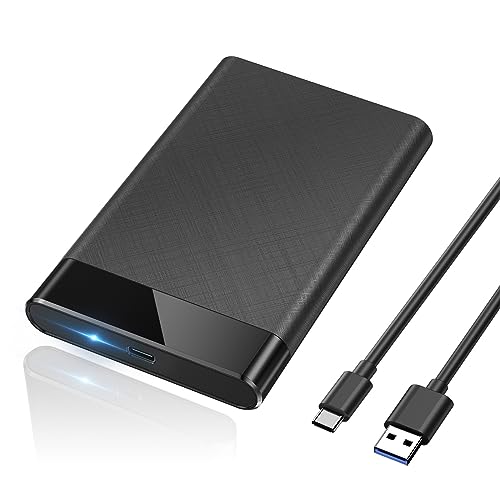 POSUGEAR Festplattengehäuse 2,5 Zoll, 6Gbps USB C 3.1 Gen 2 Externes Festplatten Gehäuse für 7mm/9.5mm 2.5 Zoll SATA SSD HDD mit UASP, Externe SSD Gehäuse mit USB C 3.1 Kabel Werkzeugfreie Montage von POSUGEAR