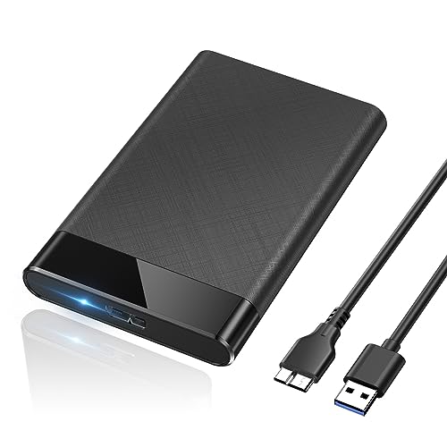 POSUGEAR Festplattengehäuse 2,5 Zoll, USB 3.0 Externes Festplatten Gehäuse für 7mm/9.5mm 2.5 Zoll SATA SSD HDD mit UASP unterstützt, Externe SSD Gehäuse mit USB 3.0 Kabel Werkzeugfreie Montage-Schwarz von POSUGEAR