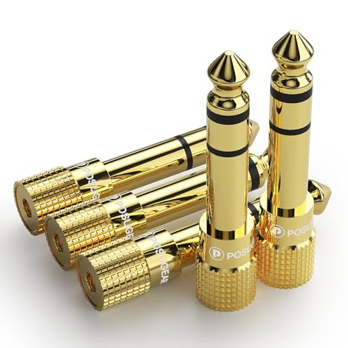 POSUGEAR Klinke Adapter 3.5mm Auf 6.35mm,Klinken Adapter 6,3 auf 3,5(5 Stück), Klinkenstecker Adapter Buchse Aux Audio Mit Vergoldete Kontakte Für Kopfhörer Oder Lautsprecher etc von POSUGEAR