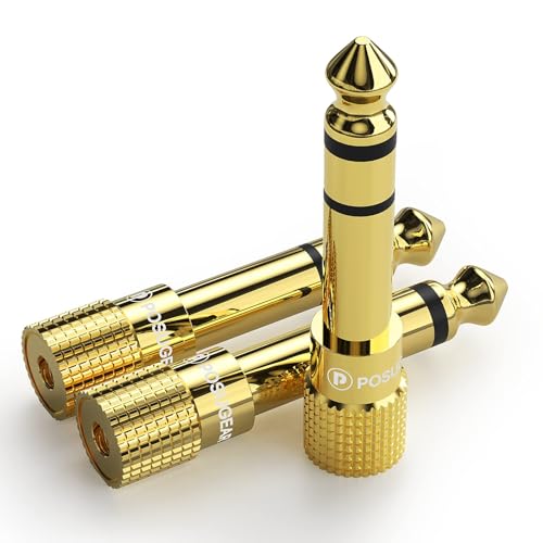 POSUGEAR Klinke Adapter 3.5mm auf 6.35mm (3 Stück), Klinken Adapter 6 3 auf 3 5, Klinkenstecker Adapter Buchse Aux Audio mit Vergoldete Kontakte für Kopfhörer Oder Lautsprecher etc von POSUGEAR