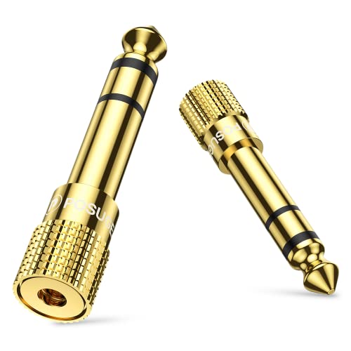 POSUGEAR Klinke Adapter 3.5mm auf 6.35mm 2 Stück, 6.35 Klinkenstecker auf 3.5 Klinken Buchse aux Audio Adapter mit Vergoldete Kontakte für Kopfhörer oder Lautsprecher von POSUGEAR