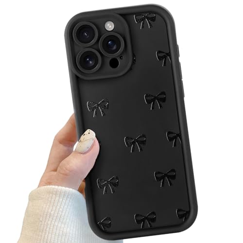 Handyhülle für iPhone 15 Pro Max Schwarz, Handyhülle mit Schleife Muster Niedliches Hülle für Frauen Mädchen, Bumper Stoßfeste Schutzhülle für iPhone 15 Pro Max Handyhülle für iPhone 15 Pro Max Schwarz, Handyhülle mit Schleife Muster Niedliches Hülle für Frauen Mädchen, Bumper Stoßfeste Schutzhülle für iPhone 15 Pro Max von POTOK