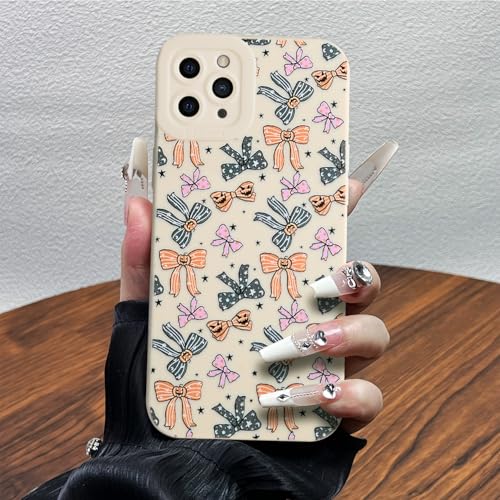POTOK Handyhülle für iPhone 11 Pro Weiß, Bunte Schleifen Muster Niedliches Hülle für Frauen Mädchen, Aesthetic Bow Schutzhülle für iPhone 11 Pro von POTOK