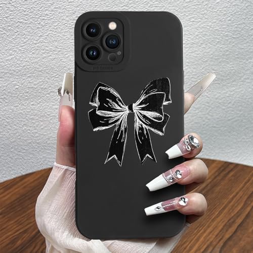 POTOK Handyhülle für iPhone 12 Pro Max Schwarz, Silikon Hülle mit Bow Schleife Muster Niedliches Hülle für Frauen Mädchen, Stoßfeste Schutzhülle für iPhone 12 Pro Max von POTOK