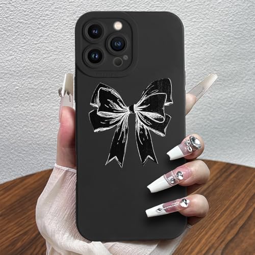 POTOK Handyhülle für iPhone 13 Pro Max Schwarz, Silikon Hülle mit Bow Schleife Muster Niedliches Hülle für Frauen Mädchen, Stoßfeste Schutzhülle für iPhone 13 Pro Max von POTOK