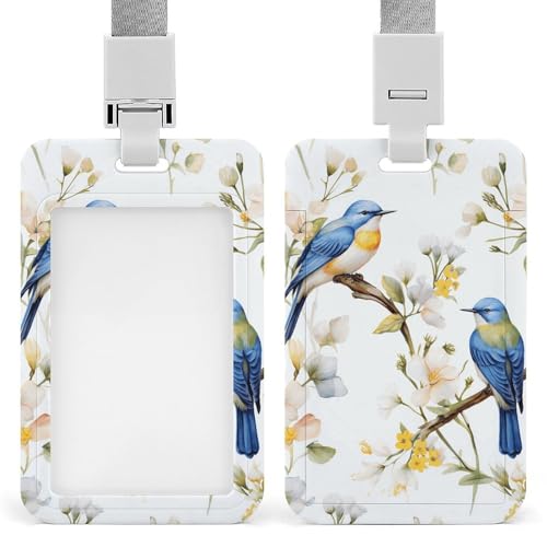 Ausweishalter mit Aquarell-Blumen und Vögeln, vertikaler Kunststoff-Kartenschutz, langlebiger Ausweishalter für Lehrer, Krankenschwester, Beamte, Sicherheitspersonal Ausweishalter mit Aquarell-Blumen und Vögeln, vertikaler Kunststoff-Kartenschutz, langlebiger Ausweishalter für Lehrer, Krankenschwester, Beamte, Sicherheitspersonal von POTSCBVW
