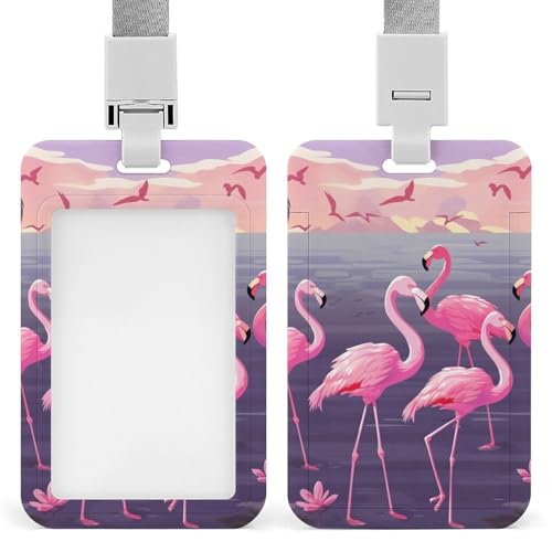 Ausweishalter mit tropischen Flamingos, vertikaler Kunststoff-Kartenschutz, langlebiger Ausweishalter für Lehrer, Krankenschwester, Beamte, Sicherheitspersonal Ausweishalter mit tropischen Flamingos, vertikaler Kunststoff-Kartenschutz, langlebiger Ausweishalter für Lehrer, Krankenschwester, Beamte, Sicherheitspersonal von POTSCBVW