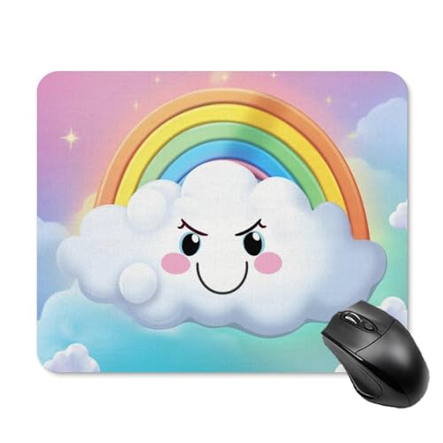 Cartoon lächelnde Wolke Regenbogen Mauspad quadratisches Gaming-Mauspad ultradünn, glatte Oberfläche und rutschfeste Gummiunterseite, wasserdicht, bequem, Mauspad für Computer, Laptop, 20 x 25 cm Cartoon lächelnde Wolke Regenbogen Mauspad quadratisches Gaming-Mauspad ultradünn, glatte Oberfläche und rutschfeste Gummiunterseite, wasserdicht, bequem, Mauspad für Computer, Laptop, 20 x 25 cm von POTSCBVW