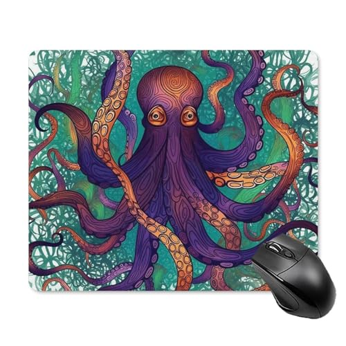 Farbenfrohes Oktopus-Mauspad, quadratisch, Gaming-Mauspad, ultradünn, glatte Oberfläche und rutschfeste Gummiunterseite, wasserdicht, bequem, Mauspad für Computer, Laptop, 18 x 22 cm Farbenfrohes Oktopus-Mauspad, quadratisch, Gaming-Mauspad, ultradünn, glatte Oberfläche und rutschfeste Gummiunterseite, wasserdicht, bequem, Mauspad für Computer, Laptop, 18 x 22 cm von POTSCBVW