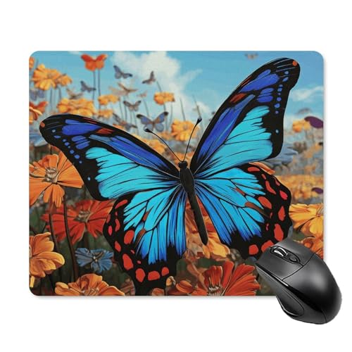 Großes Schmetterlingsmauspad, quadratisch, Gaming-Mauspad, ultradünn, glatte Oberfläche und rutschfeste Gummiunterseite, wasserdicht, bequem, Mauspad für Computer, Laptop, 18 x 22 cm Großes Schmetterlingsmauspad, quadratisch, Gaming-Mauspad, ultradünn, glatte Oberfläche und rutschfeste Gummiunterseite, wasserdicht, bequem, Mauspad für Computer, Laptop, 18 x 22 cm von POTSCBVW