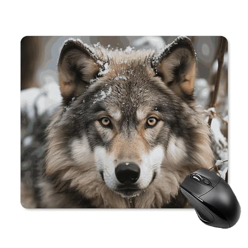 Lmage of Wolf in The Snow Mauspad, quadratisch, Gaming-Mauspad, ultradünn, glatte Oberfläche und rutschfeste Gummiunterseite, wasserdicht, bequem, Mauspad für Computer, Laptop, 18 x 22 cm Lmage of Wolf in The Snow Mauspad, quadratisch, Gaming-Mauspad, ultradünn, glatte Oberfläche und rutschfeste Gummiunterseite, wasserdicht, bequem, Mauspad für Computer, Laptop, 18 x 22 cm von POTSCBVW