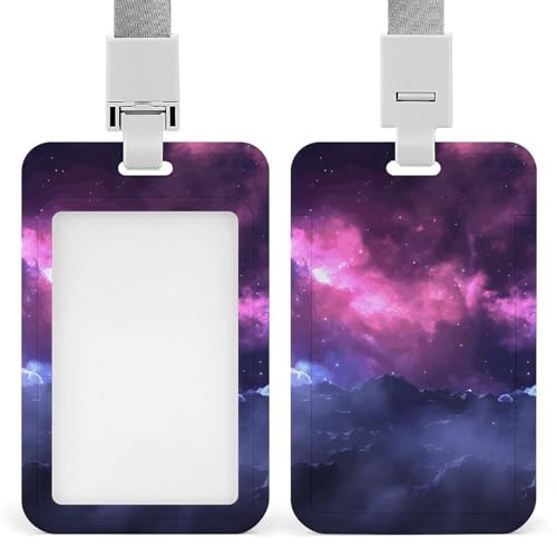 Magic Galaxy Ausweishalter mit Umhängeband, Kunststoff, vertikaler Kartenschutz, langlebig, für Lehrer, Krankenschwester, Beamte, Sicherheitspersonal, Violett Magic Galaxy Ausweishalter mit Umhängeband, Kunststoff, vertikaler Kartenschutz, langlebig, für Lehrer, Krankenschwester, Beamte, Sicherheitspersonal, Violett von POTSCBVW