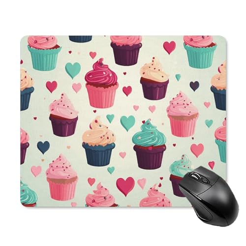 Mauspad mit Cupcake-Herzen, quadratisch, Gaming-Mauspad, ultradünn, glatte Oberfläche und rutschfeste Gummiunterseite, wasserdicht, bequem, Mauspad für Computer, Laptop, 18 x 22 cm Mauspad mit Cupcake-Herzen, quadratisch, Gaming-Mauspad, ultradünn, glatte Oberfläche und rutschfeste Gummiunterseite, wasserdicht, bequem, Mauspad für Computer, Laptop, 18 x 22 cm von POTSCBVW