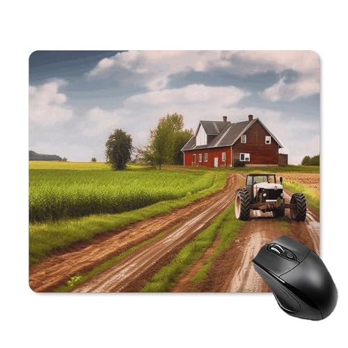 Mauspad mit Landstraße und Traktor, quadratisch, Gaming-Mauspad, ultradünn, glatte Oberfläche und rutschfeste Gummiunterseite, wasserdicht, bequem, Mauspad für Computer, Laptop, 18 x 22 cm Mauspad mit Landstraße und Traktor, quadratisch, Gaming-Mauspad, ultradünn, glatte Oberfläche und rutschfeste Gummiunterseite, wasserdicht, bequem, Mauspad für Computer, Laptop, 18 x 22 cm von POTSCBVW