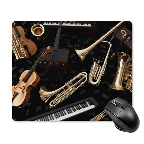 Mauspad mit Musikinstrumenten, quadratisch, Gaming-Mauspad, ultradünn, glatte Oberfläche und rutschfeste Gummiunterseite, wasserdicht, bequem, Mauspad für Computer, Laptop, 18 x 22 cm Mauspad mit Musikinstrumenten, quadratisch, Gaming-Mauspad, ultradünn, glatte Oberfläche und rutschfeste Gummiunterseite, wasserdicht, bequem, Mauspad für Computer, Laptop, 18 x 22 cm von POTSCBVW