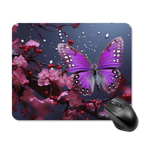 Mauspad mit Schmetterlingen, quadratisch, ultradünn, glatte Oberfläche und rutschfeste Gummiunterseite, wasserdicht, bequem, für Computer, Laptop, 20 x 25 cm, Violett Mauspad mit Schmetterlingen, quadratisch, ultradünn, glatte Oberfläche und rutschfeste Gummiunterseite, wasserdicht, bequem, für Computer, Laptop, 20 x 25 cm, Violett von POTSCBVW