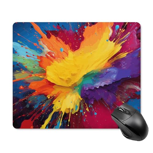 Mauspad mit bunten Farbspritzern, quadratisch, ultradünn, glatte Oberfläche und rutschfeste Gummiunterseite, wasserdicht, bequem, Mauspad für Computer, Laptop, 18 x 22 cm Mauspad mit bunten Farbspritzern, quadratisch, ultradünn, glatte Oberfläche und rutschfeste Gummiunterseite, wasserdicht, bequem, Mauspad für Computer, Laptop, 18 x 22 cm von POTSCBVW