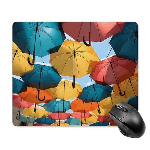 Mauspad mit farbigen Regenschirmen, quadratisch, ultradünn, glatte Oberfläche und rutschfeste Gummiunterseite, wasserdicht, bequem, Mauspad für Computer, Laptop, 18 x 22 cm Mauspad mit farbigen Regenschirmen, quadratisch, ultradünn, glatte Oberfläche und rutschfeste Gummiunterseite, wasserdicht, bequem, Mauspad für Computer, Laptop, 18 x 22 cm von POTSCBVW