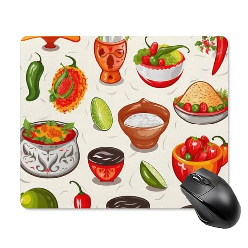 Mauspad mit mexikanischen Salsa-Symbolen, quadratisch, Gaming-Mauspad, ultradünn, glatte Oberfläche und rutschfeste Gummiunterseite, wasserdicht, bequem, Mauspad für Computer, Laptop, 18 x 22 cm Mauspad mit mexikanischen Salsa-Symbolen, quadratisch, Gaming-Mauspad, ultradünn, glatte Oberfläche und rutschfeste Gummiunterseite, wasserdicht, bequem, Mauspad für Computer, Laptop, 18 x 22 cm von POTSCBVW
