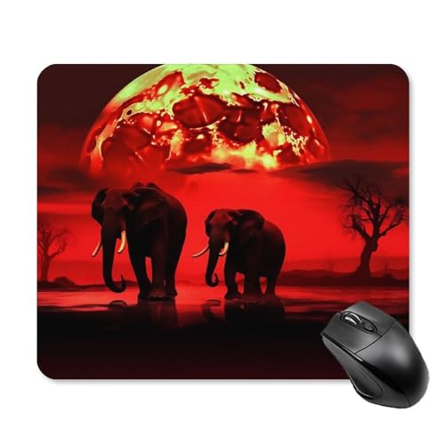 Mauspad mit rotem Vollmond-Elefanten, quadratisch, Gaming-Mauspad, ultradünn, glatte Oberfläche und rutschfeste Gummiunterseite, wasserdicht, bequem, Mauspad für Computer, Laptop, 25 x 30 cm Mauspad mit rotem Vollmond-Elefanten, quadratisch, Gaming-Mauspad, ultradünn, glatte Oberfläche und rutschfeste Gummiunterseite, wasserdicht, bequem, Mauspad für Computer, Laptop, 25 x 30 cm von POTSCBVW