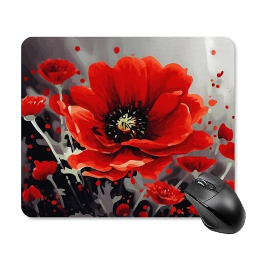 Mauspad mit tanzender roter Blume, quadratisch, Gaming-Mauspad, ultradünn, glatte Oberfläche und rutschfeste Gummiunterseite, wasserdicht, bequem, Mauspad für Computer, Laptop, 25 x 30 cm Mauspad mit tanzender roter Blume, quadratisch, Gaming-Mauspad, ultradünn, glatte Oberfläche und rutschfeste Gummiunterseite, wasserdicht, bequem, Mauspad für Computer, Laptop, 25 x 30 cm von POTSCBVW
