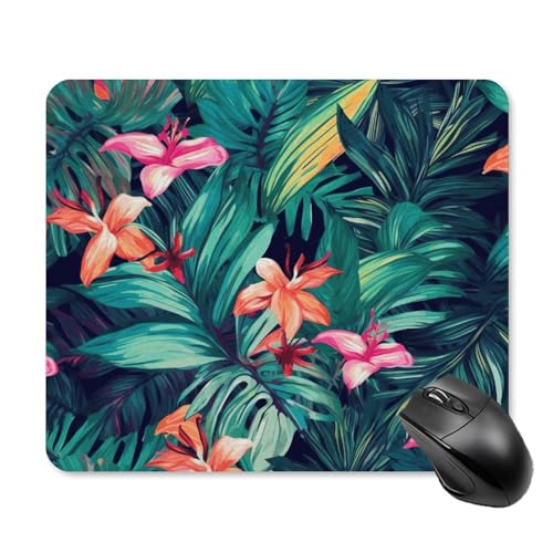 Mauspad mit tropischen Blumenblättern, quadratisch, Gaming-Mauspad, ultradünn, glatte Oberfläche und rutschfeste Gummiunterseite, wasserdicht, bequem, Mauspad für Computer, Laptop, 25 x 30 cm Mauspad mit tropischen Blumenblättern, quadratisch, Gaming-Mauspad, ultradünn, glatte Oberfläche und rutschfeste Gummiunterseite, wasserdicht, bequem, Mauspad für Computer, Laptop, 25 x 30 cm von POTSCBVW